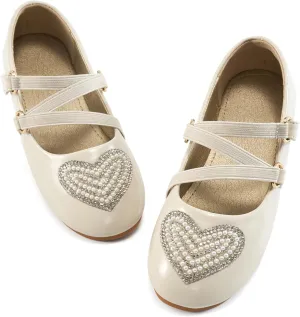 Girls Dress Shoes Flats: Little Kid Princess Flat for Birthday Wedding - Toddler Ballerina Shoe for School Walking