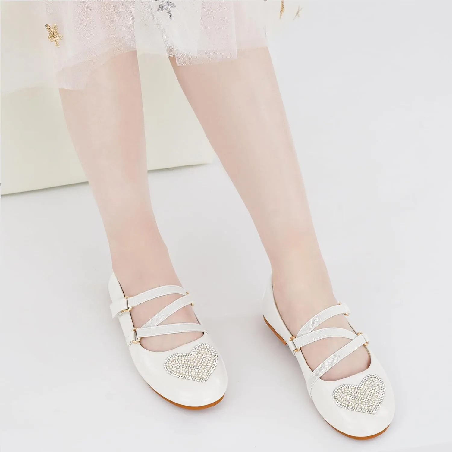 Girls Dress Shoes Flats: Little Kid Princess Flat for Birthday Wedding - Toddler Ballerina Shoe for School Walking