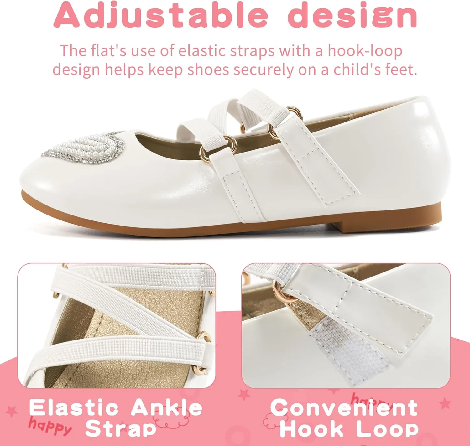 Girls Dress Shoes Flats: Little Kid Princess Flat for Birthday Wedding - Toddler Ballerina Shoe for School Walking