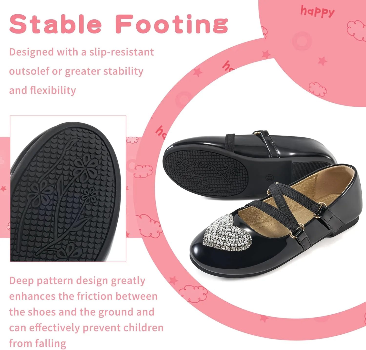 Girls Dress Shoes Flats: Little Kid Princess Flat for Birthday Wedding - Toddler Ballerina Shoe for School Walking