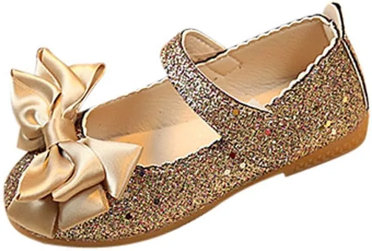 Girls Dress Shoes Flower Girls Leather Ballet Pearl Flat Wedding Party School Walking Shoes for Little Kid