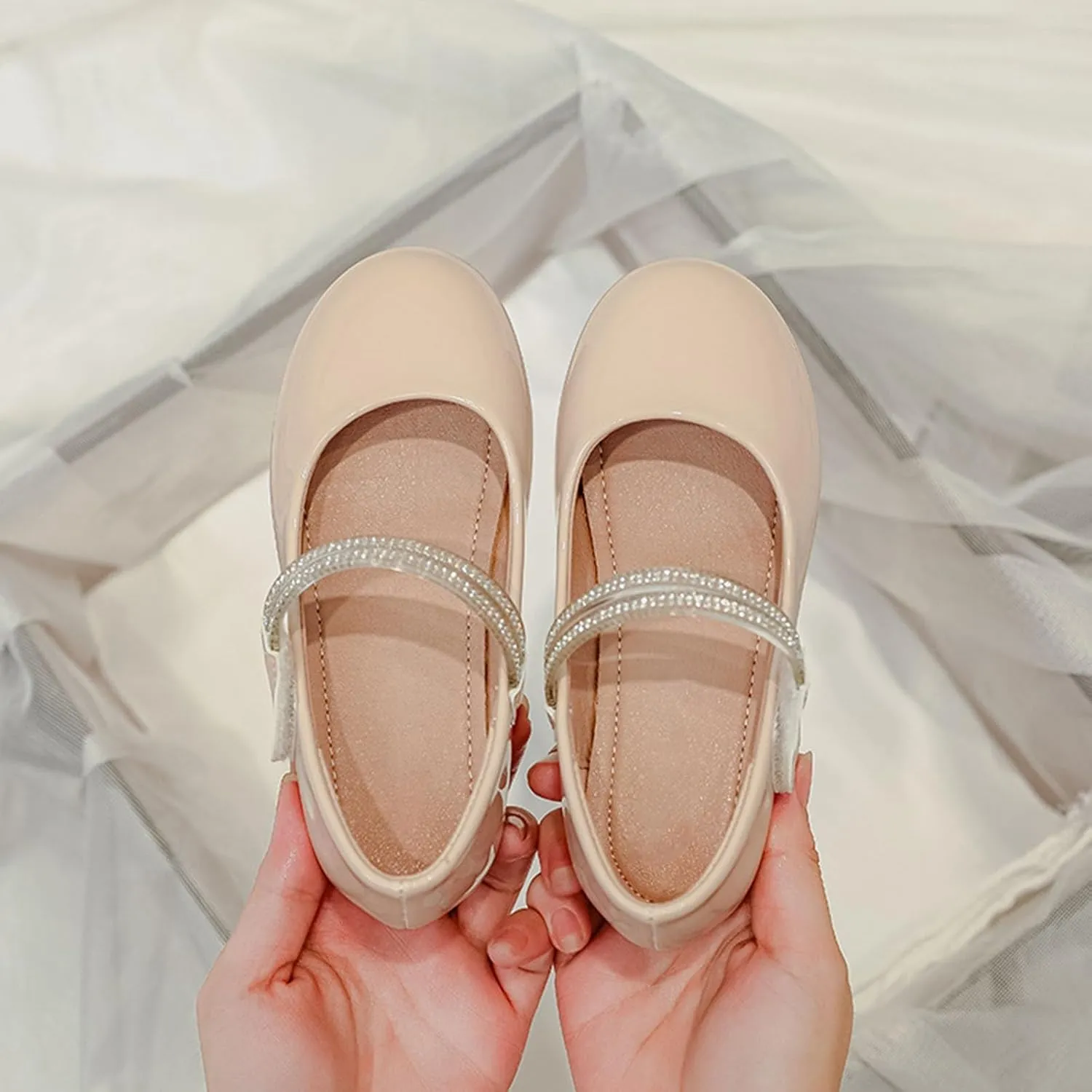 Girls Dress Shoes Patent Ballerina Flats Kids Toddler Girls Mary Jane Low Heels Shoes for School Party Wedding