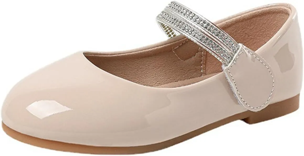 Girls Dress Shoes Patent Ballerina Flats Kids Toddler Girls Mary Jane Low Heels Shoes for School Party Wedding