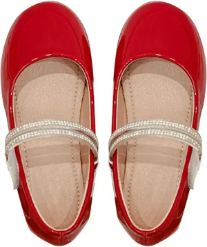Girls Dress Shoes Patent Ballerina Flats Kids Toddler Girls Mary Jane Low Heels Shoes for School Party Wedding
