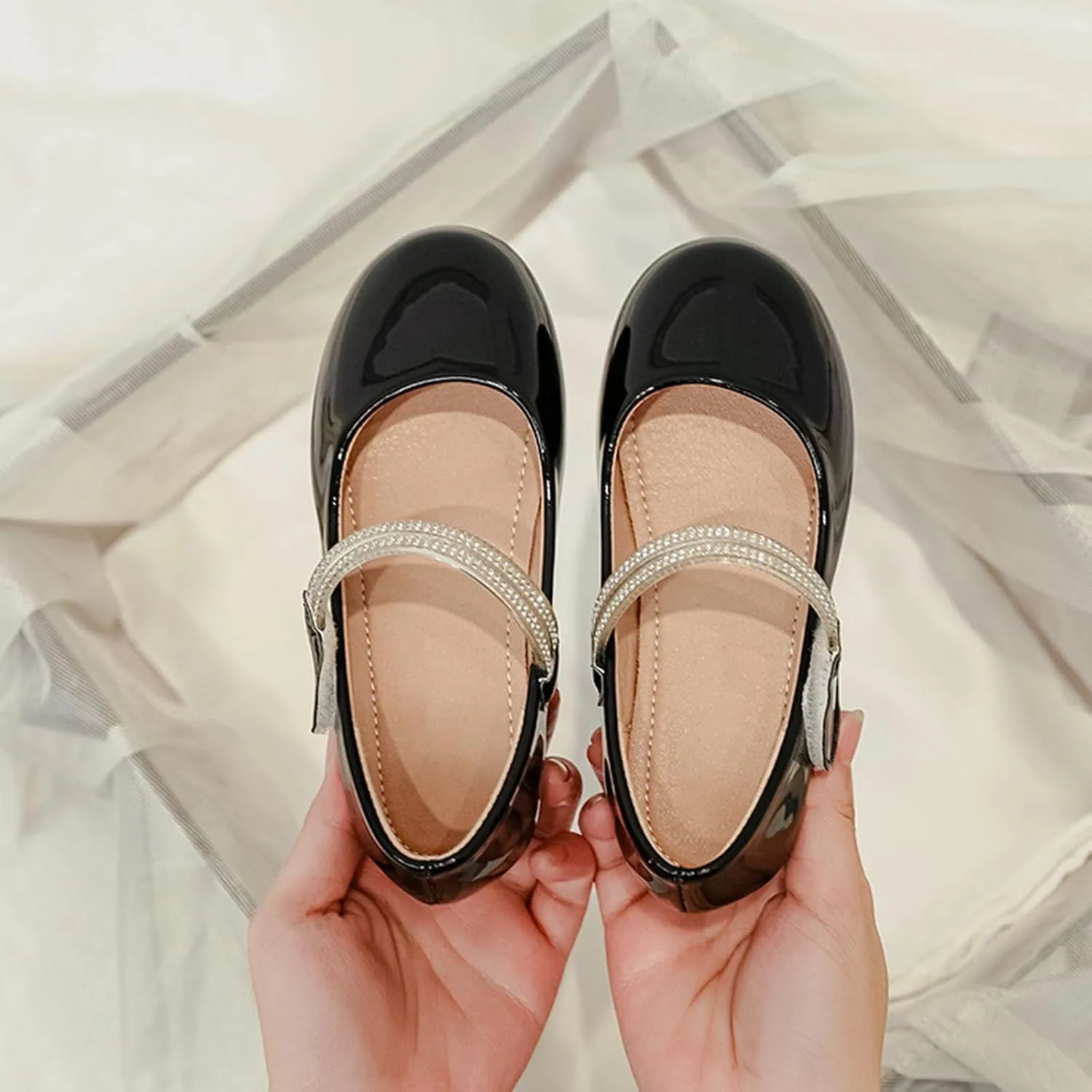 Girls Dress Shoes Patent Ballerina Flats Kids Toddler Girls Mary Jane Low Heels Shoes for School Party Wedding