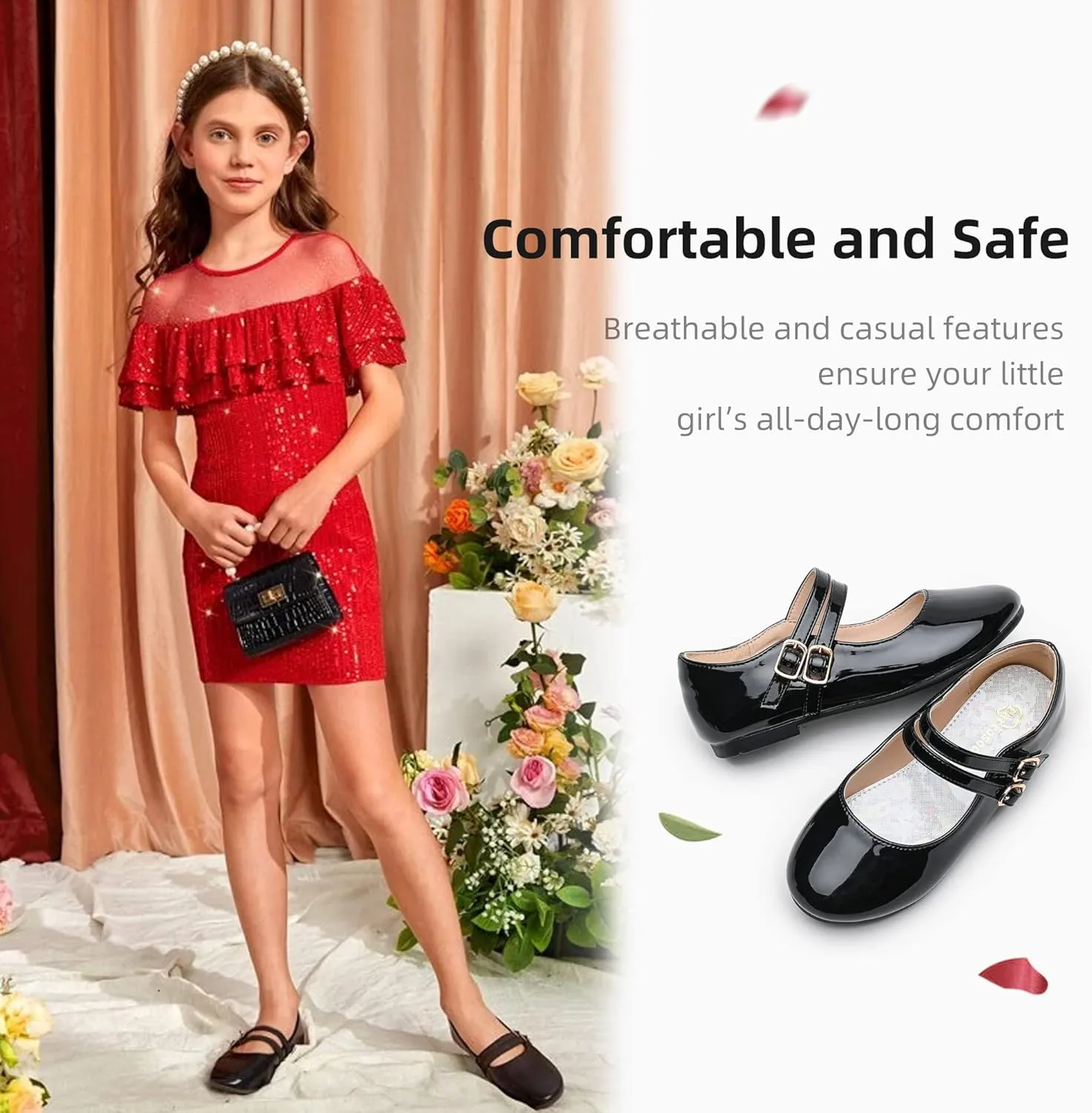 Girls Dress Shoes Princess Wedding Girls Flats Toddler Girl Shoes for Little Big Kids