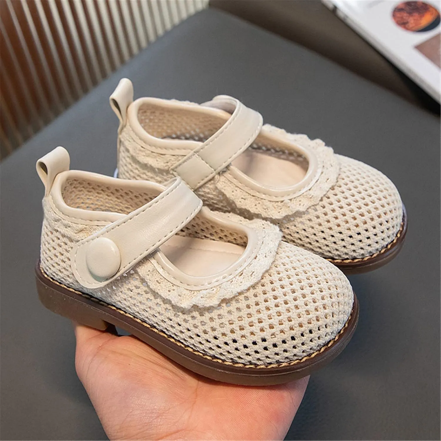Girls Marry Jane Shoes Buckle Strap Mesh Ballet Flats School Wedding Party Dress Shoes for Toddlers