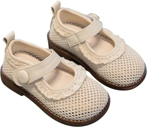 Girls Marry Jane Shoes Buckle Strap Mesh Ballet Flats School Wedding Party Dress Shoes for Toddlers