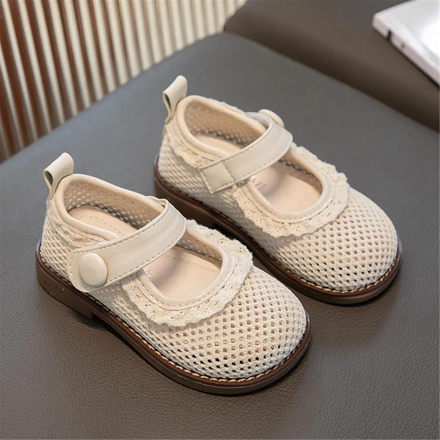 Girls Marry Jane Shoes Buckle Strap Mesh Ballet Flats School Wedding Party Dress Shoes for Toddlers