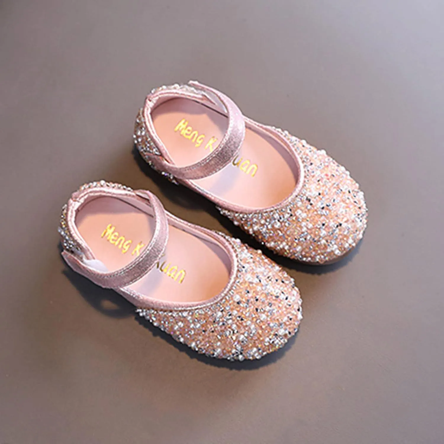 Girls Mary Jane Dress Shoes Rhinestones Ballet Flats Flower Girl Wedding Party Shoes Toddler Kids Sandals