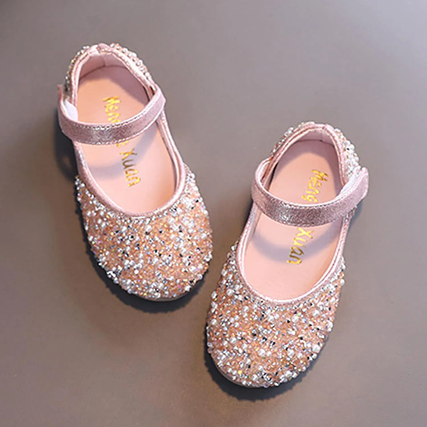 Girls Mary Jane Dress Shoes Rhinestones Ballet Flats Flower Girl Wedding Party Shoes Toddler Kids Sandals