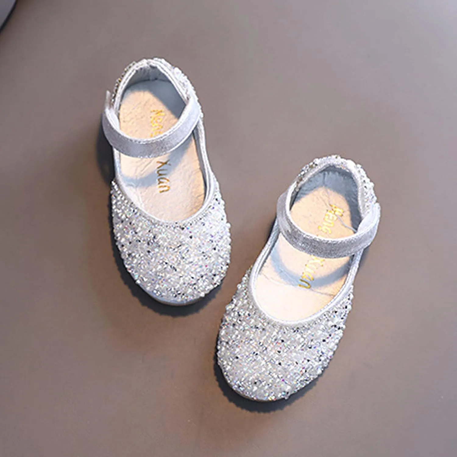 Girls Mary Jane Dress Shoes Rhinestones Ballet Flats Flower Girl Wedding Party Shoes Toddler Kids Sandals