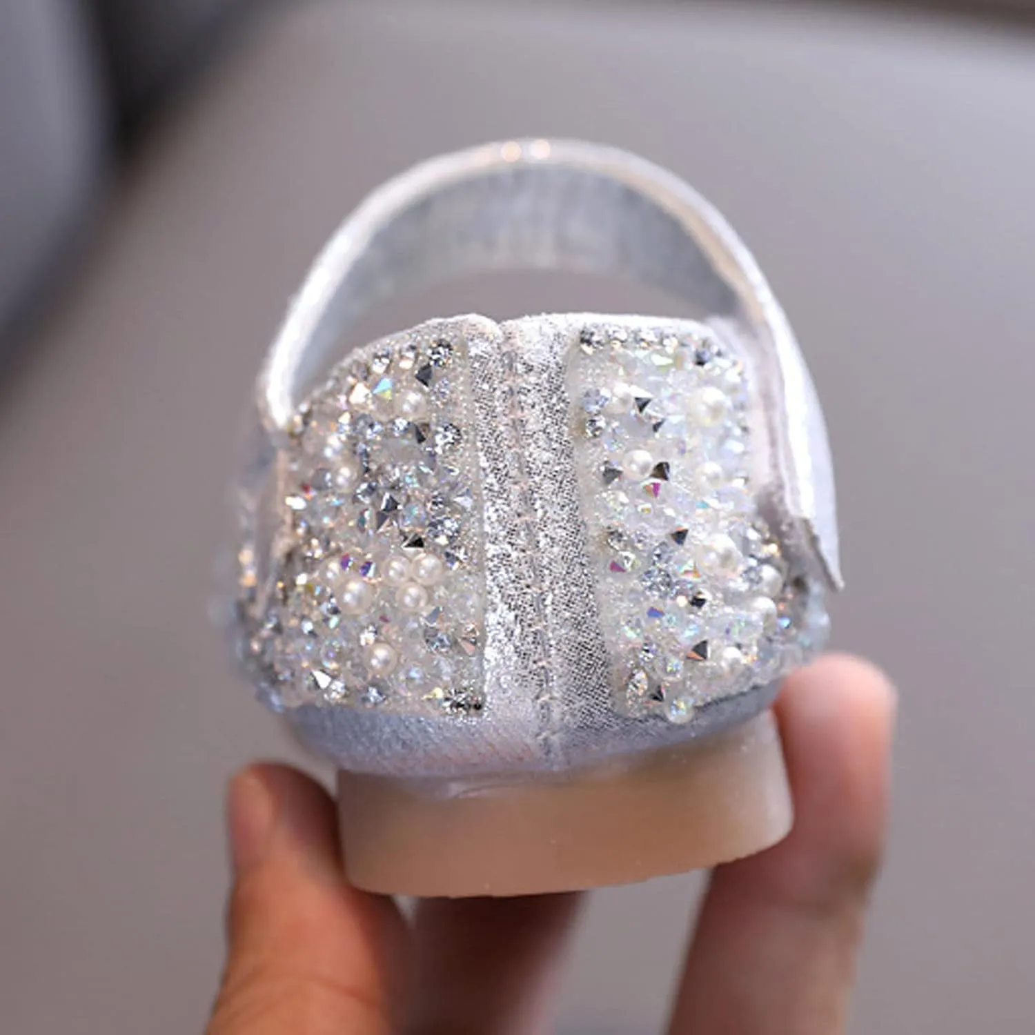 Girls Mary Jane Dress Shoes Rhinestones Ballet Flats Flower Girl Wedding Party Shoes Toddler Kids Sandals