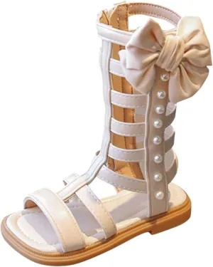 Girls' Sandals Summer Side Zipper Children's Sandals Little Girls' Fashion Princess Shoes Children's Pink Ballet Shoes (Beige, 13.5 Little Child)