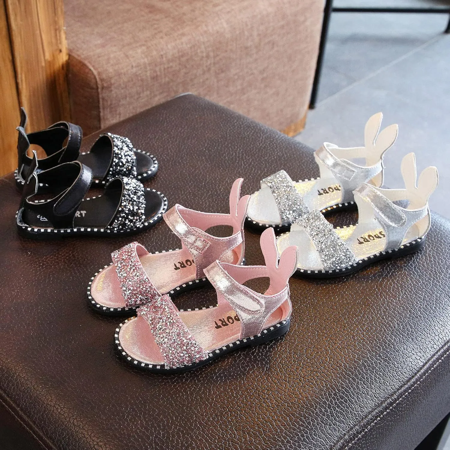Girls Shoes with Straps Toddler Little Girl Dress Sandals Shoes Casual Slip On Ballet Slide Sandals Shower