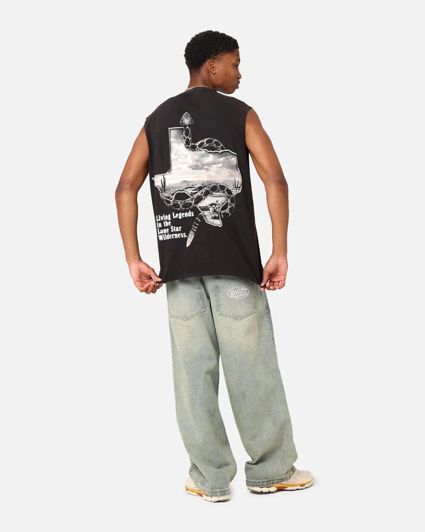 Goat Crew Texas Vintage Muscle T-Shirt Black Wash