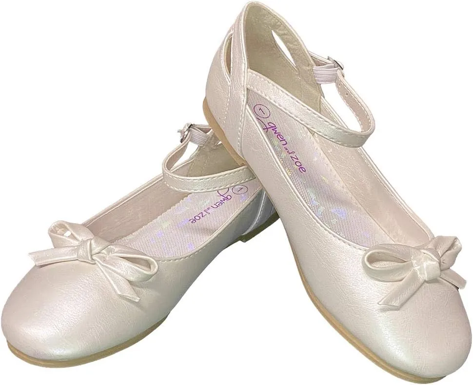 Gwen & Zoe Girl Dress Flats Shoes for Weddings, Christmas, First Communion, Easter, Flower Girl - Big and Little Girl Flats, Toddler, Kids Ballet Flats with Strap