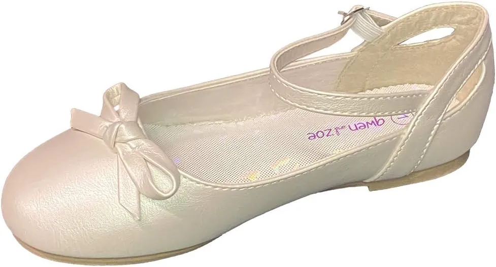 Gwen & Zoe Girl Dress Flats Shoes for Weddings, Christmas, First Communion, Easter, Flower Girl - Big and Little Girl Flats, Toddler, Kids Ballet Flats with Strap