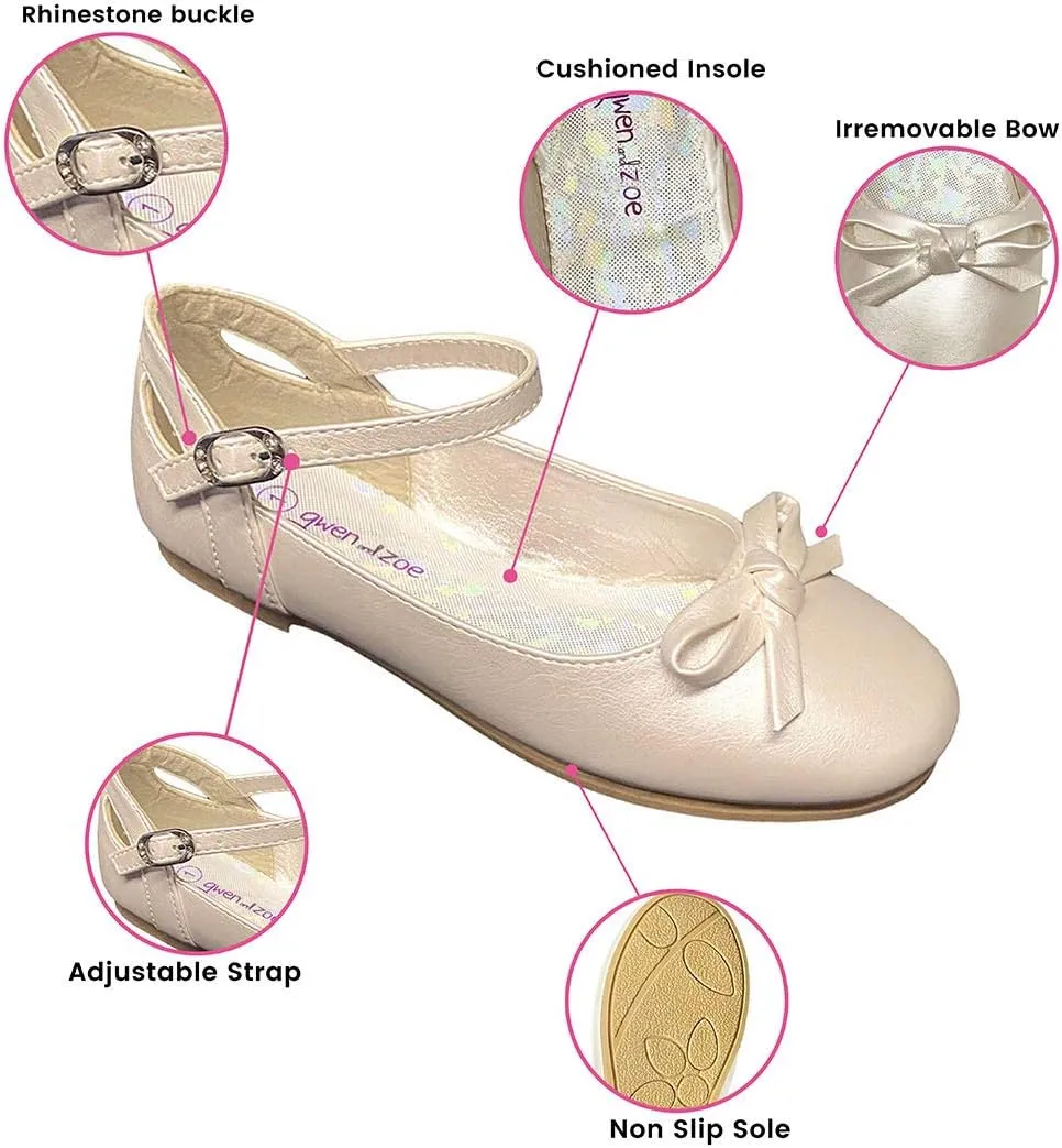 Gwen & Zoe Girl Dress Flats Shoes for Weddings, Christmas, First Communion, Easter, Flower Girl - Big and Little Girl Flats, Toddler, Kids Ballet Flats with Strap