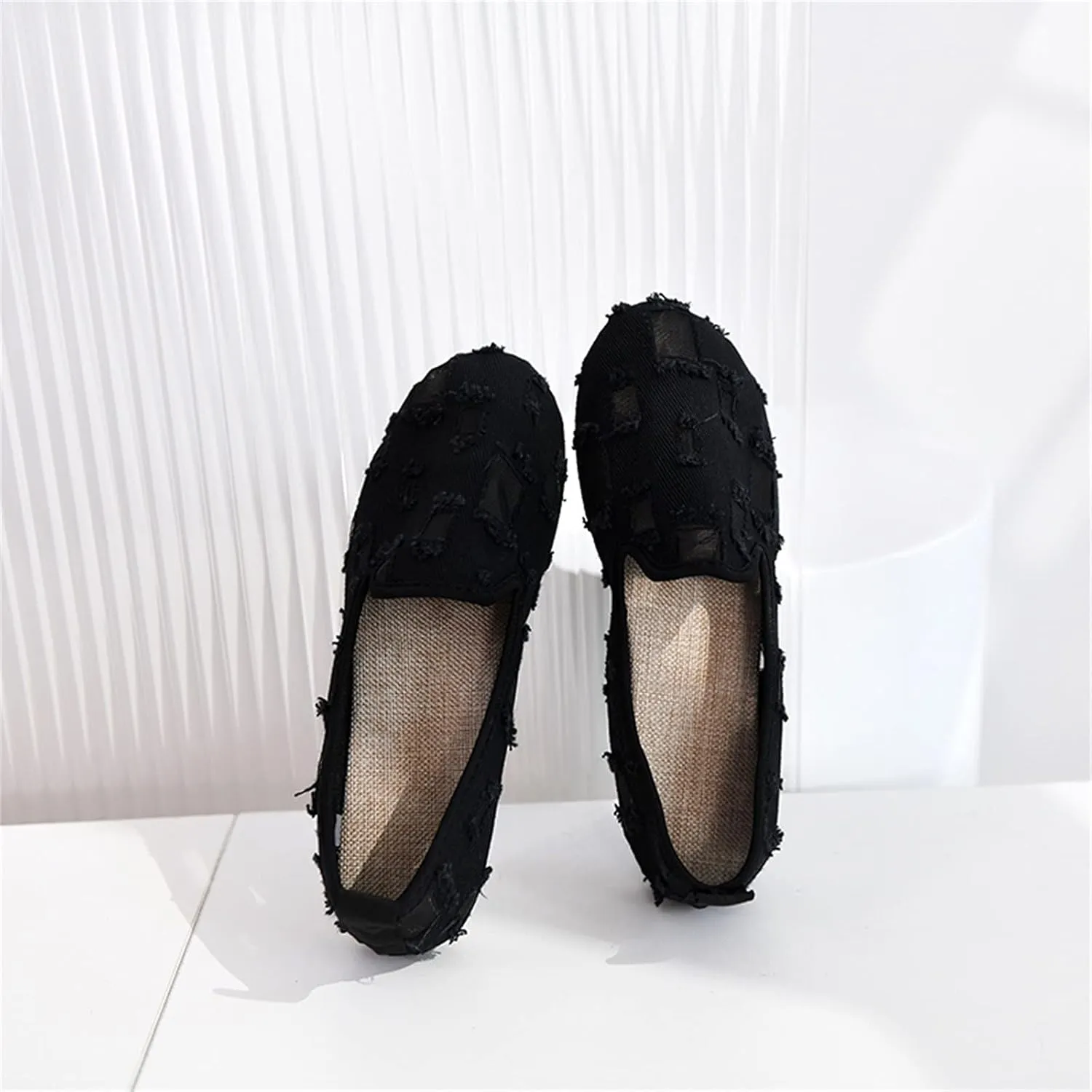 Hbeylia Flats Shoes Women Fashion Casual Ripped Denim Slip On Loafer Sneakers Soft Lightweight Travel Walking Shoes Dress Ballet Flats Boat Shoes For Women Ladies