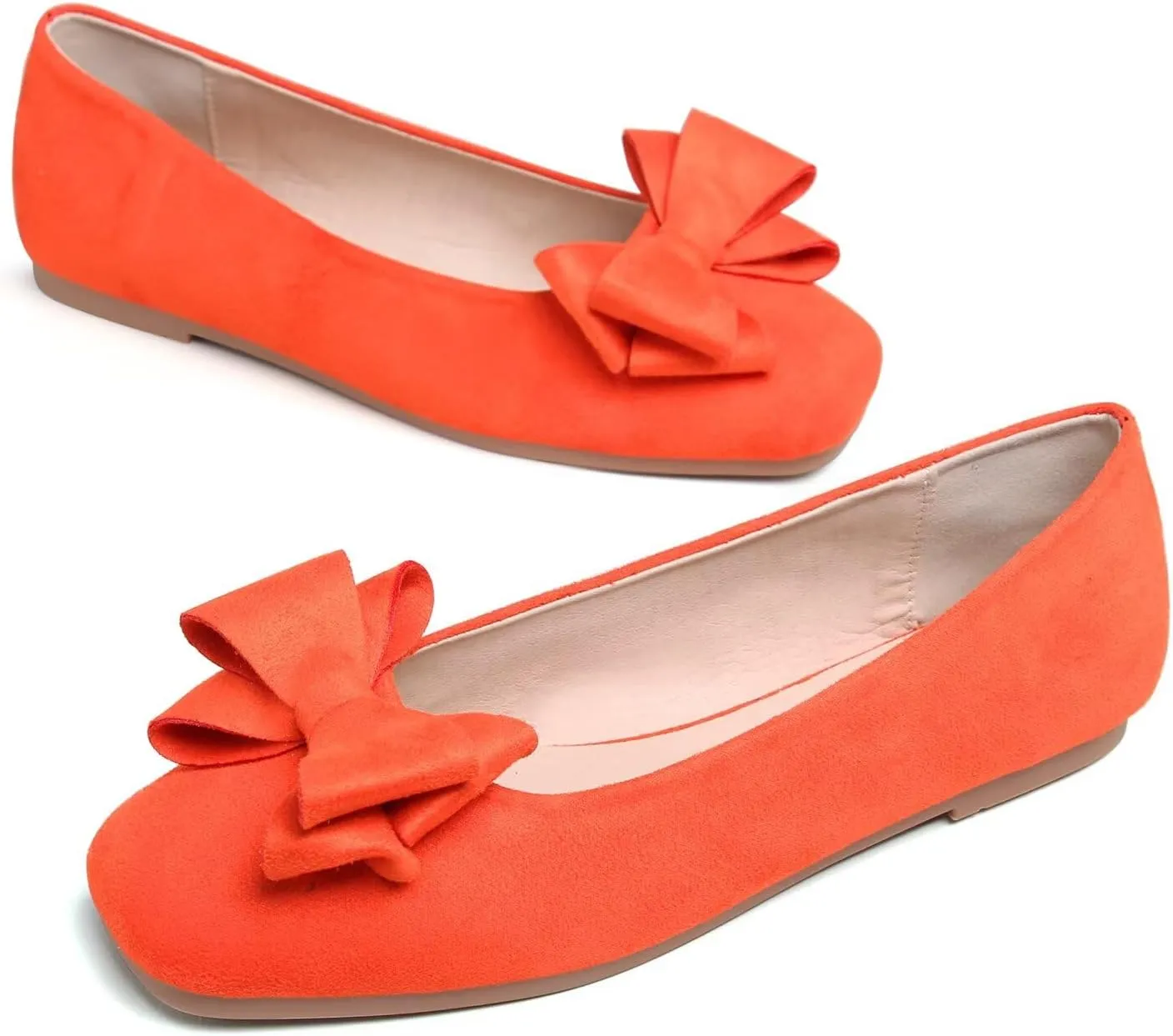Hee grand Classic Solid Square Toe Ballet Flats for Women Comfort Casual Flats Lightweight Slip on Loafers Suede Dress Shoes