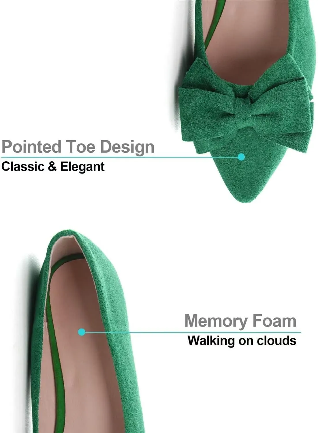 Hee grand Flat Shoes for Women Crystals Bowknot Pointed Toe Ballet Flats Comfortable Office Shoes Fashion Dress Shoes