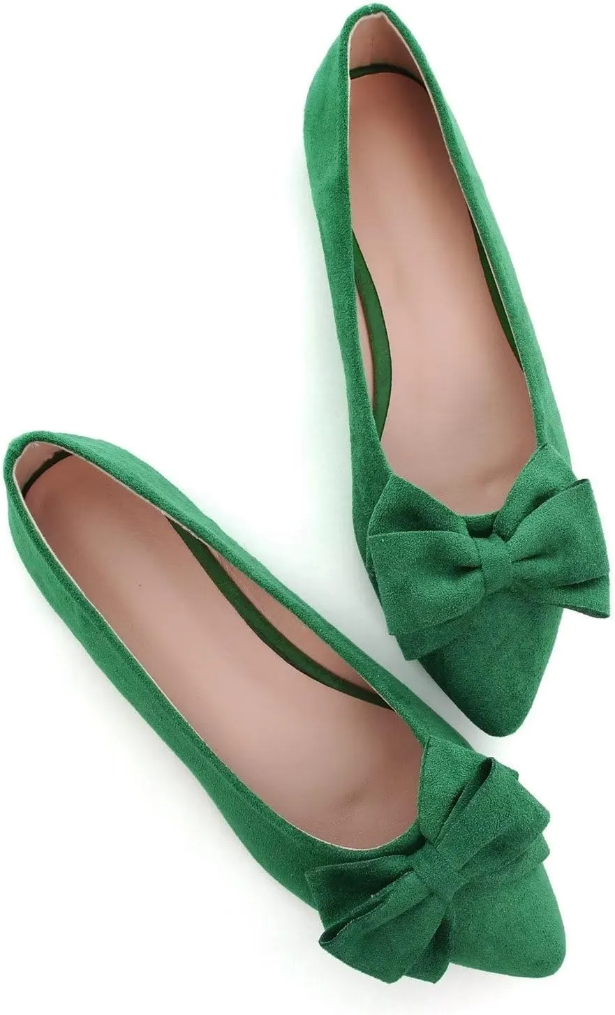 Hee grand Flat Shoes for Women Crystals Bowknot Pointed Toe Ballet Flats Comfortable Office Shoes Fashion Dress Shoes