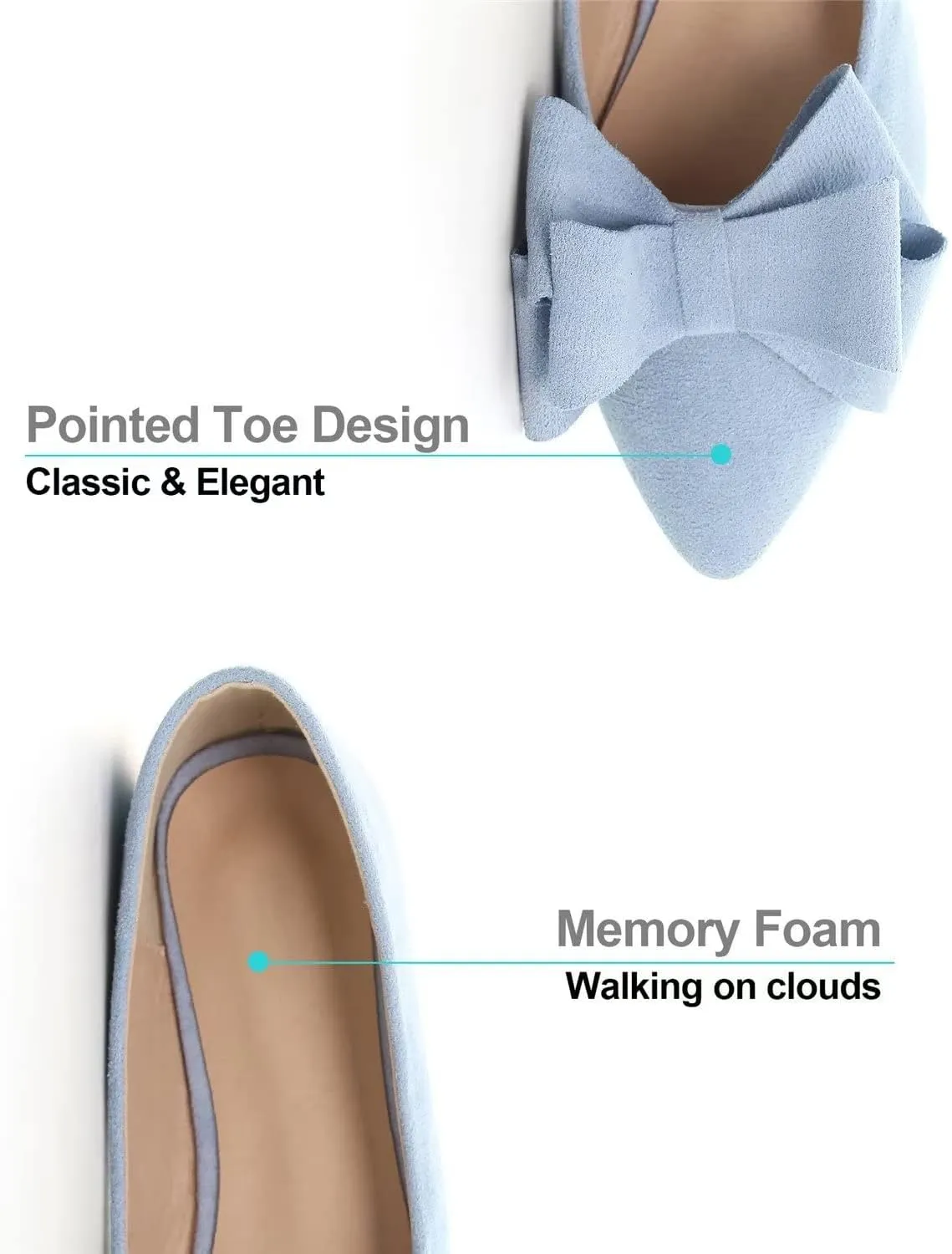 Hee grand Flat Shoes for Women Crystals Bowknot Pointed Toe Ballet Flats Comfortable Office Shoes Fashion Dress Shoes