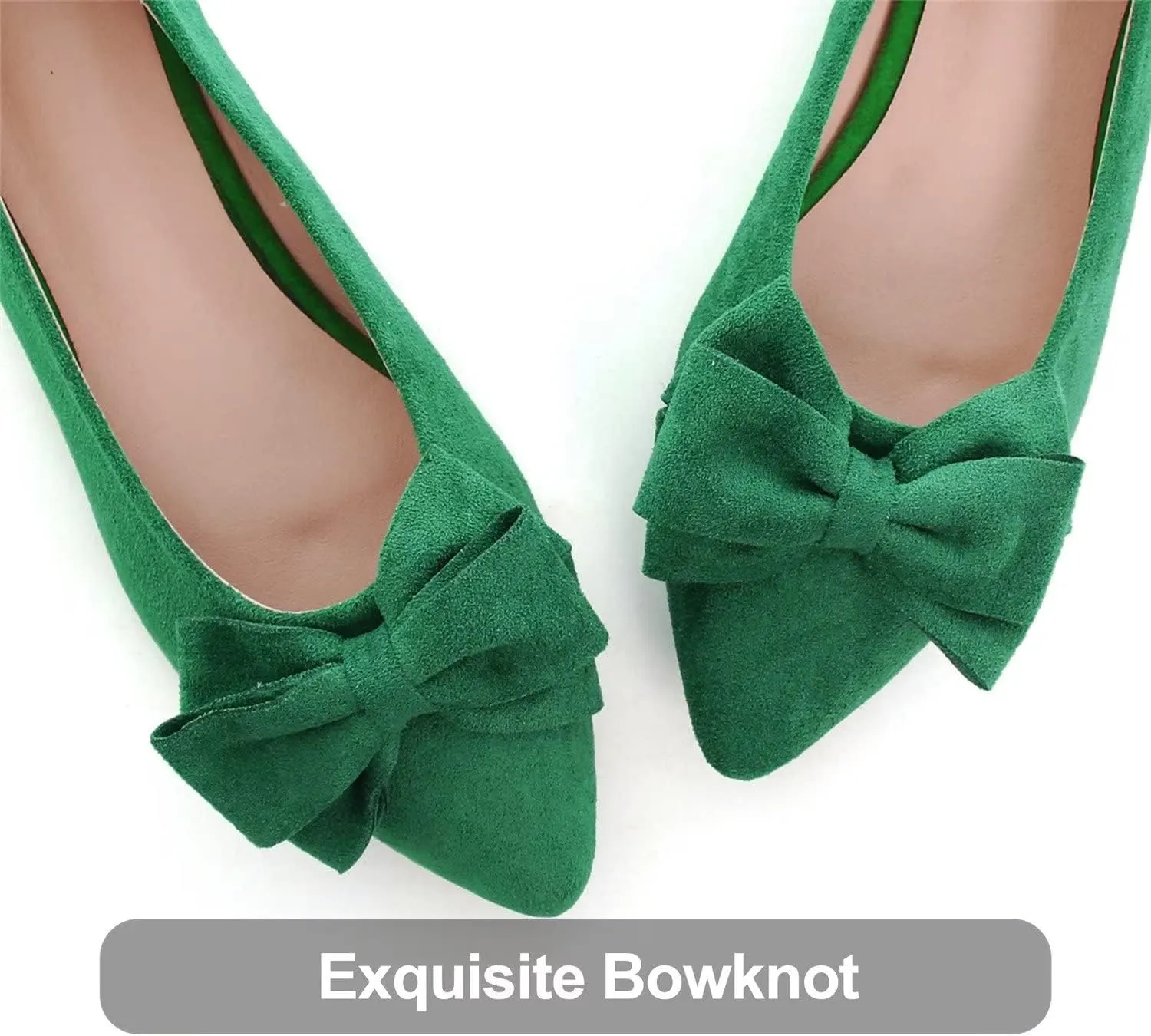 Hee grand Flat Shoes for Women Crystals Bowknot Pointed Toe Ballet Flats Comfortable Office Shoes Fashion Dress Shoes