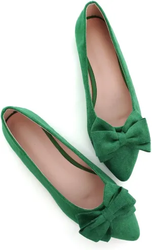 Hee grand Flat Shoes for Women Crystals Bowknot Pointed Toe Ballet Flats Comfortable Office Shoes Fashion Dress Shoes