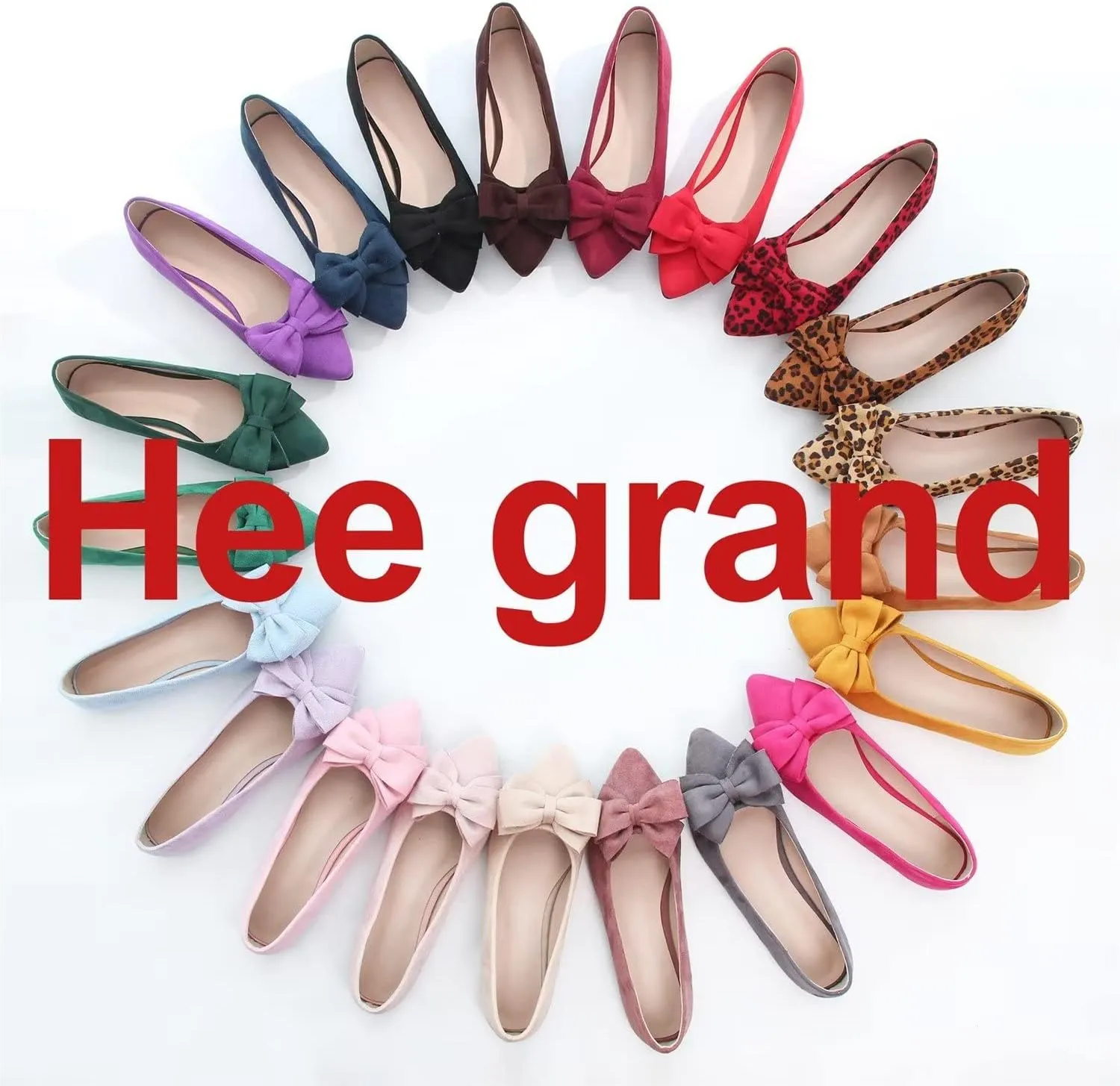 Hee grand Flat Shoes for Women Crystals Bowknot Pointed Toe Ballet Flats Comfortable Office Shoes Fashion Dress Shoes
