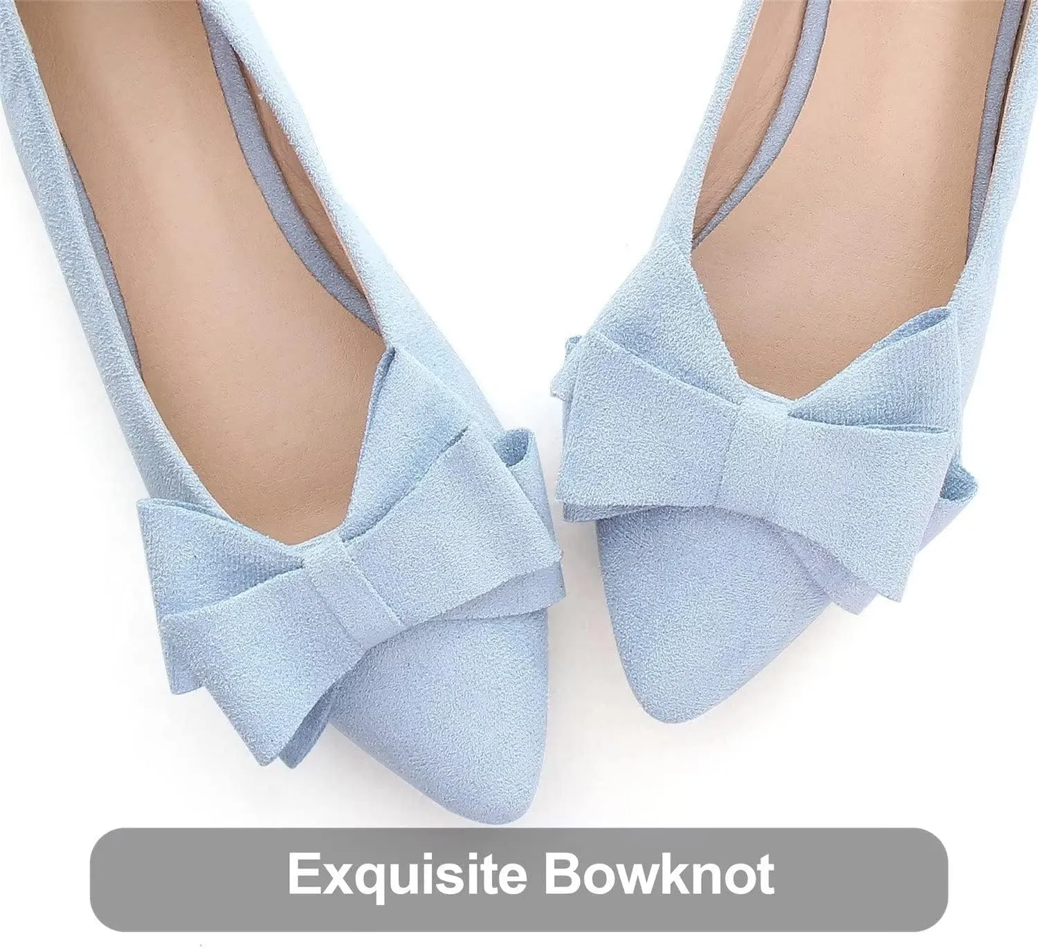 Hee grand Flat Shoes for Women Crystals Bowknot Pointed Toe Ballet Flats Comfortable Office Shoes Fashion Dress Shoes