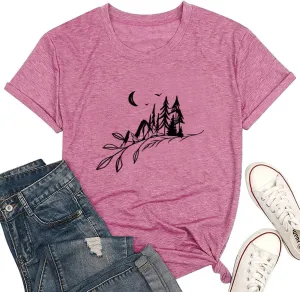 Hiking Mountain Tank Tops for Women Funny Pine Tree Sunrise Graphic Workout Tanks Summer Sleeveless Loose Fit Shirts Tops