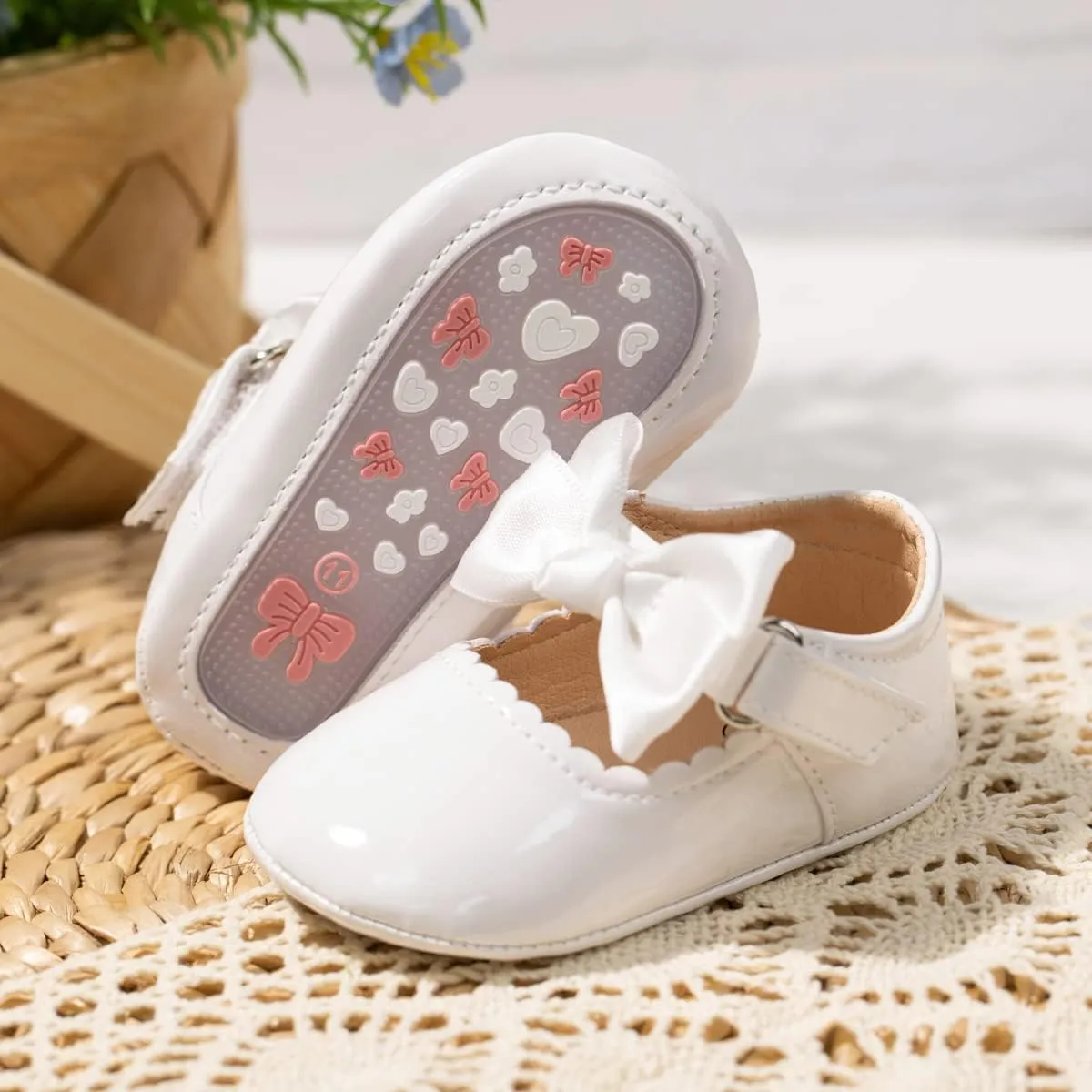 HsdsBebe Infant Baby Girls Mary Jane Flats Bow Non-Slip Soft Sole Princess Toddler First Walkers Sneaker Wedding Dress Shoes