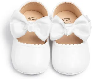 HsdsBebe Infant Baby Girls Mary Jane Flats Bow Non-Slip Soft Sole Princess Toddler First Walkers Sneaker Wedding Dress Shoes