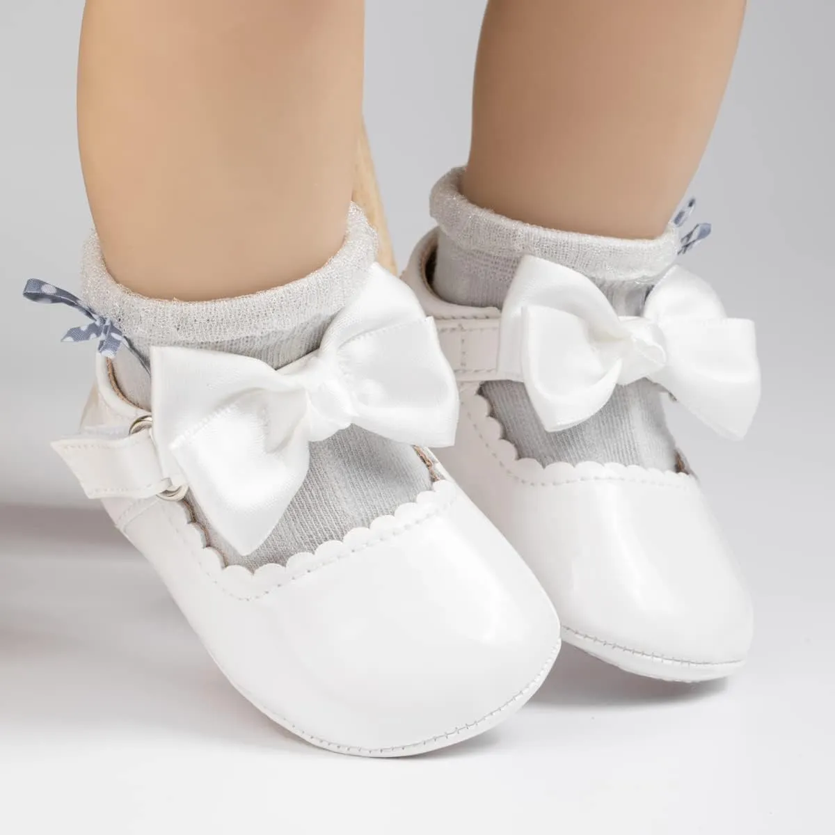 HsdsBebe Infant Baby Girls Mary Jane Flats Bow Non-Slip Soft Sole Princess Toddler First Walkers Sneaker Wedding Dress Shoes