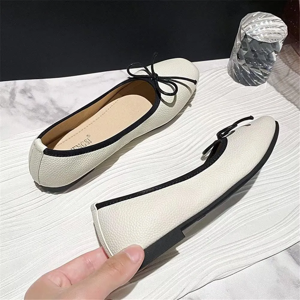 INEELUYI Women's Flats Comfortable Slip On Ballet Flats Soft Bow Flat Shoes