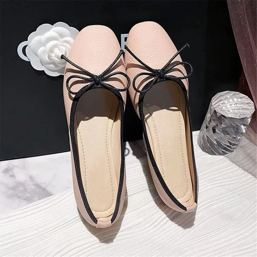INEELUYI Women's Flats Comfortable Slip On Ballet Flats Soft Bow Flat Shoes