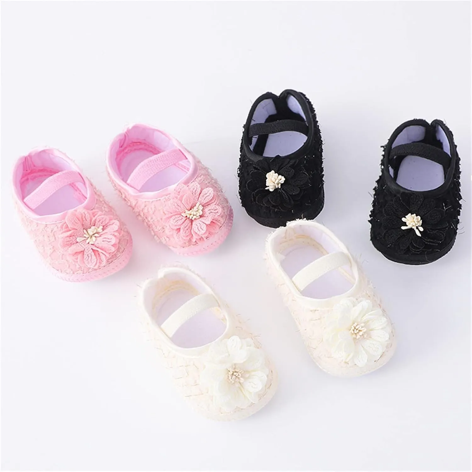 Infant Baby Mary Jane Flat Princess Wedding Dress Shoes Crb Shoe for Newborns Non-Slip for Toddler First Walkes