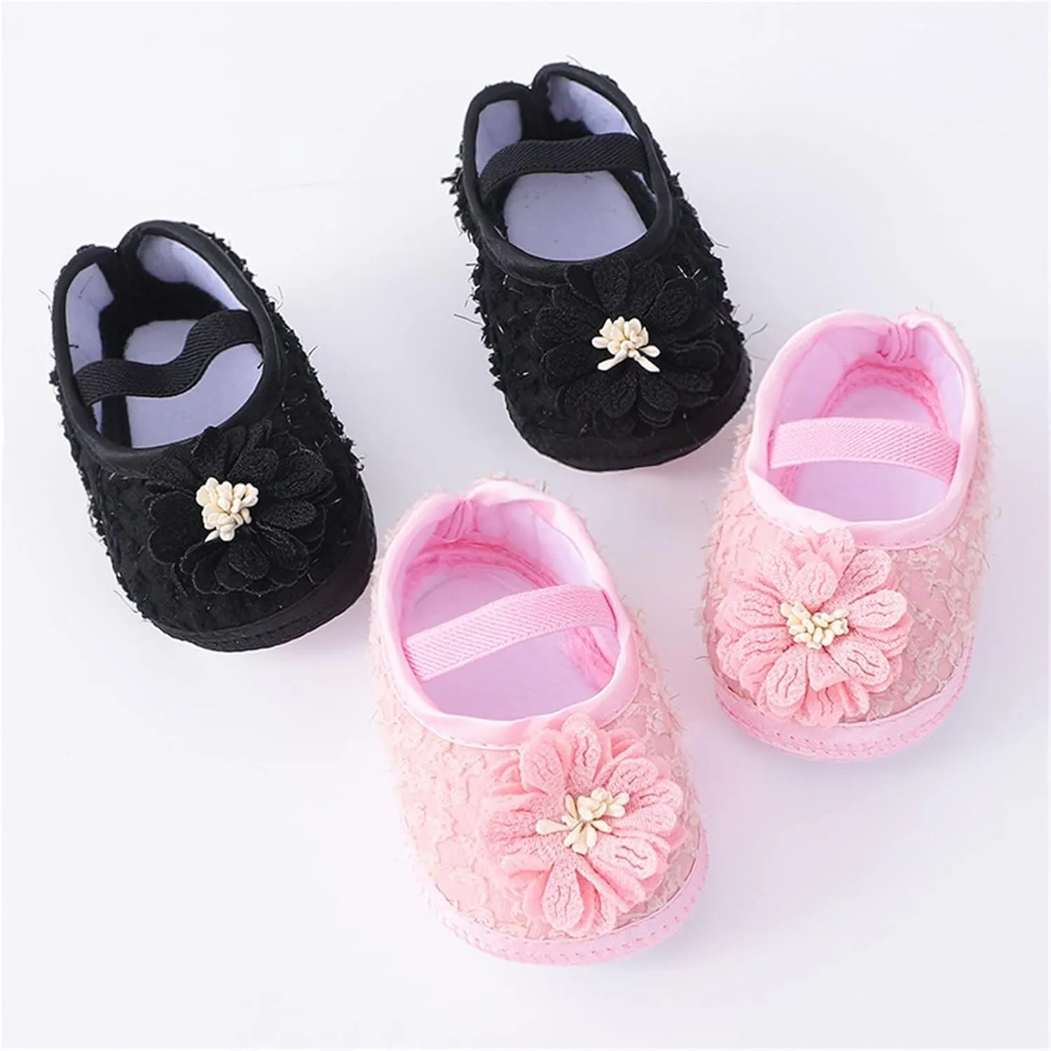 Infant Baby Mary Jane Flat Princess Wedding Dress Shoes Crb Shoe for Newborns Non-Slip for Toddler First Walkes