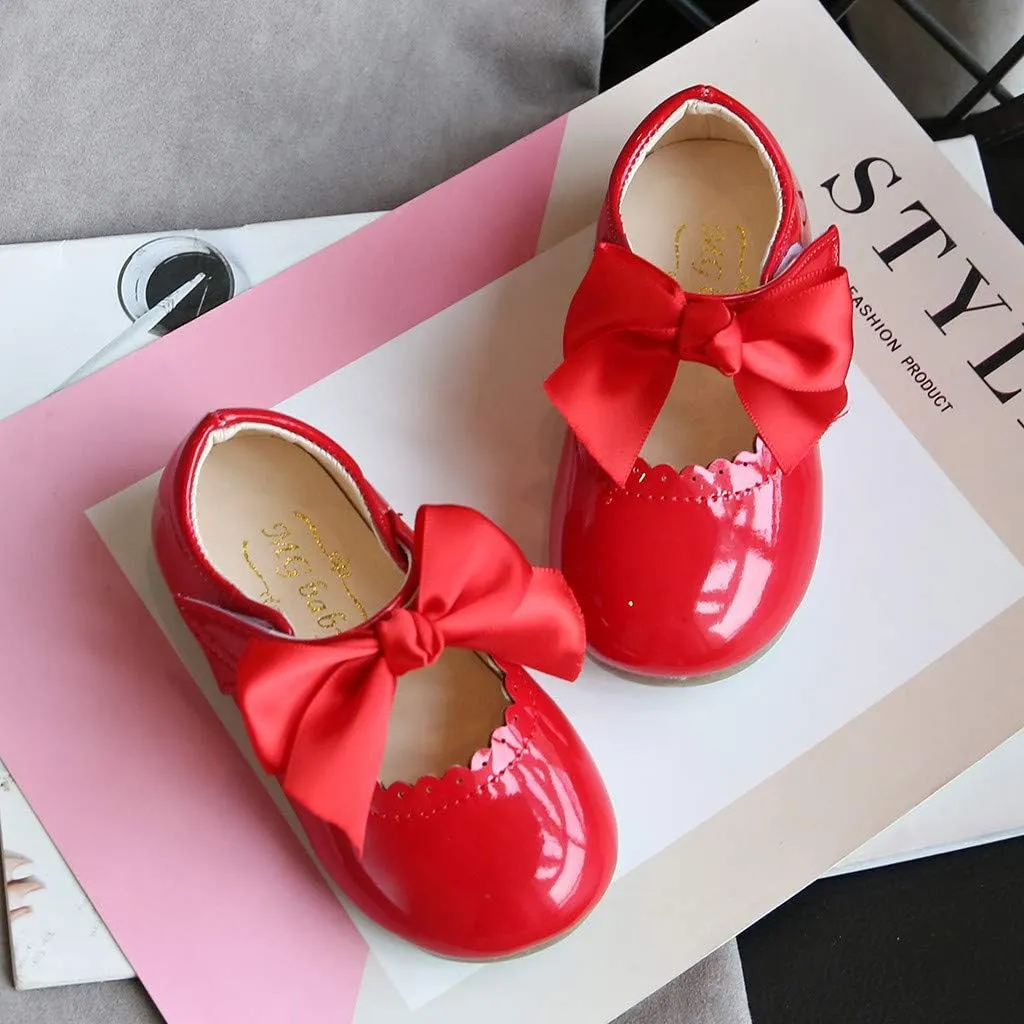 Infant Girls Wedding Dress Shoes Bow Ballet Princess Mary Jane lats First alker Baby Girl Shoes for Party Wear