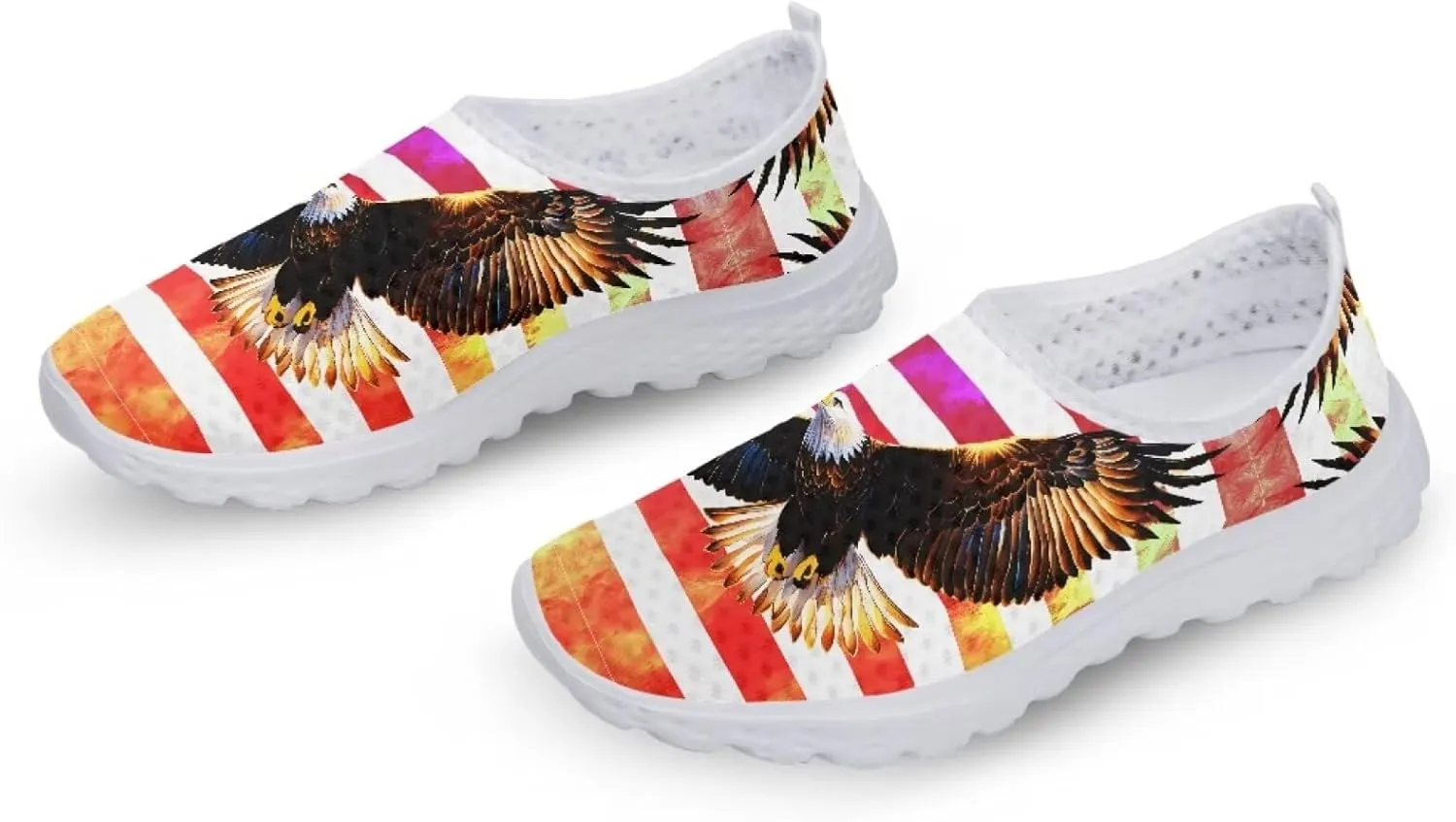 Jeiento Flag Sneakers for Women Patriotic Running Shoes Sport Walking Tennis Sneakers Athletic Shoes
