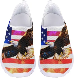 Jeiento Flag Sneakers for Women Patriotic Running Shoes Sport Walking Tennis Sneakers Athletic Shoes