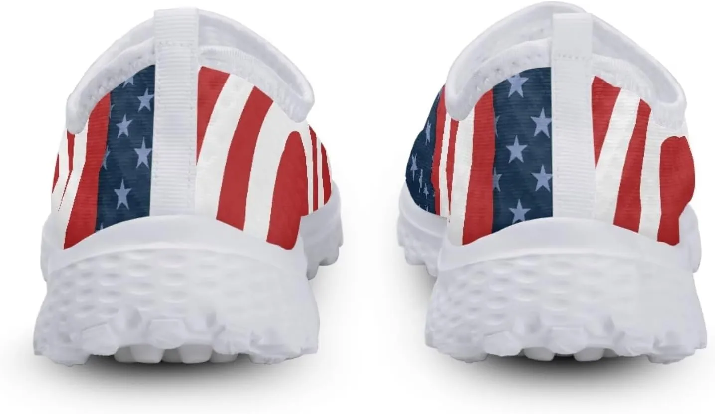 Jeiento Flag Sneakers for Women Patriotic Running Shoes Sport Walking Tennis Sneakers Athletic Shoes