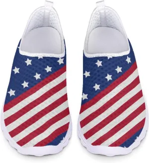 Jeiento Flag Sneakers for Women Patriotic Running Shoes Sport Walking Tennis Sneakers Athletic Shoes