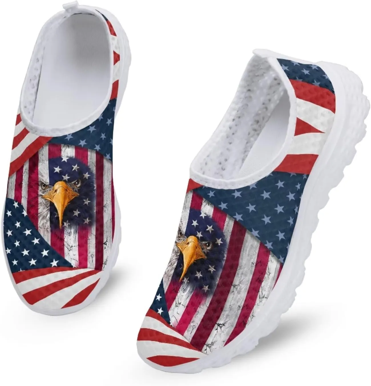 Jeiento Flag Sneakers for Women Patriotic Running Shoes Sport Walking Tennis Sneakers Athletic Shoes