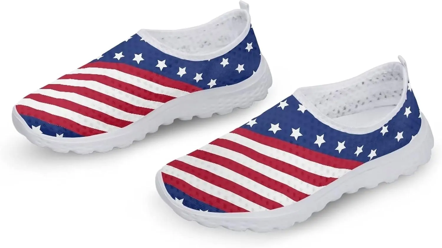 Jeiento Flag Sneakers for Women Patriotic Running Shoes Sport Walking Tennis Sneakers Athletic Shoes