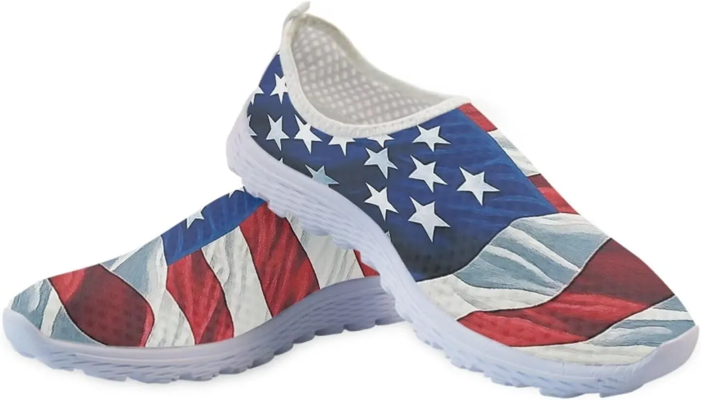 Jeiento Flag Sneakers for Women Patriotic Running Shoes Sport Walking Tennis Sneakers Athletic Shoes