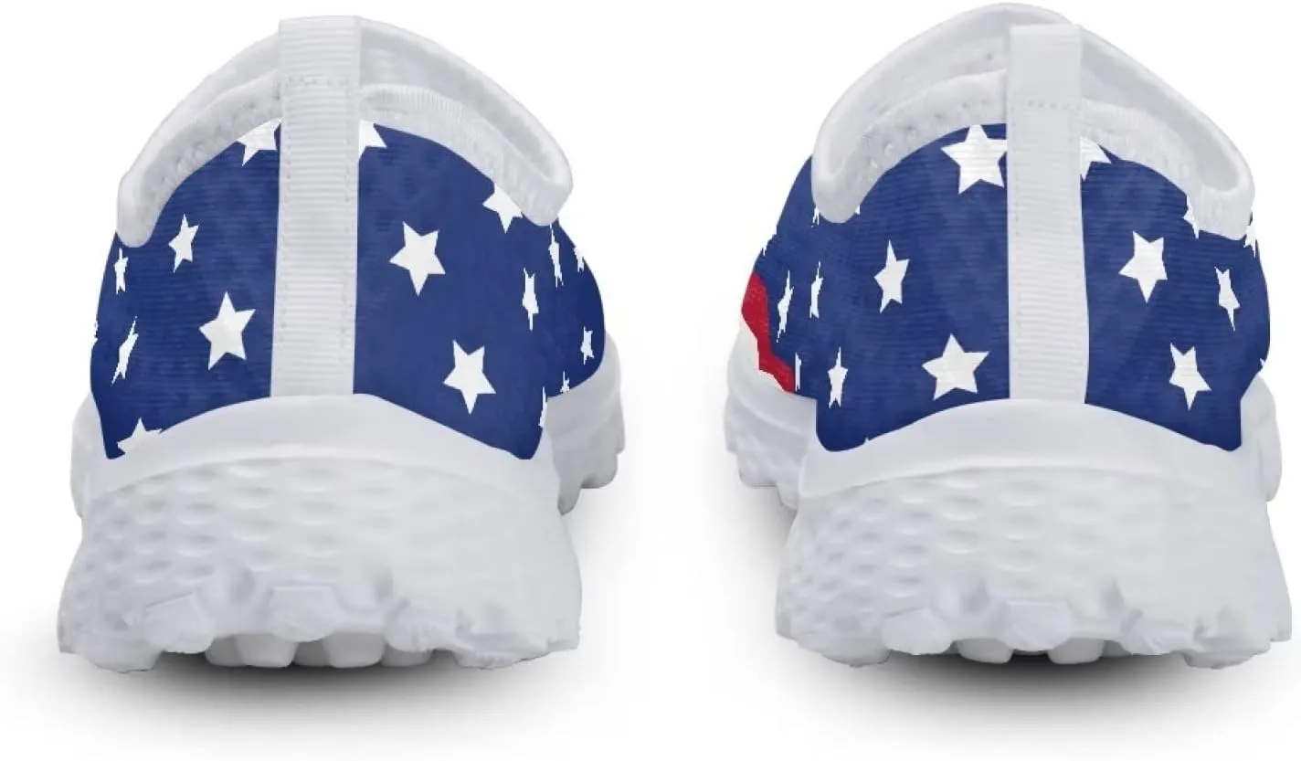 Jeiento Flag Sneakers for Women Patriotic Running Shoes Sport Walking Tennis Sneakers Athletic Shoes