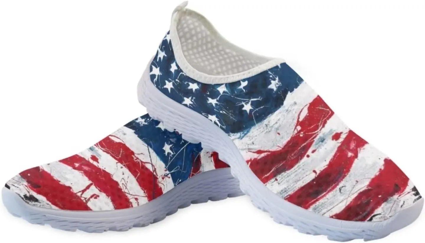 Jeiento Flag Sneakers for Women Patriotic Running Shoes Sport Walking Tennis Sneakers Athletic Shoes